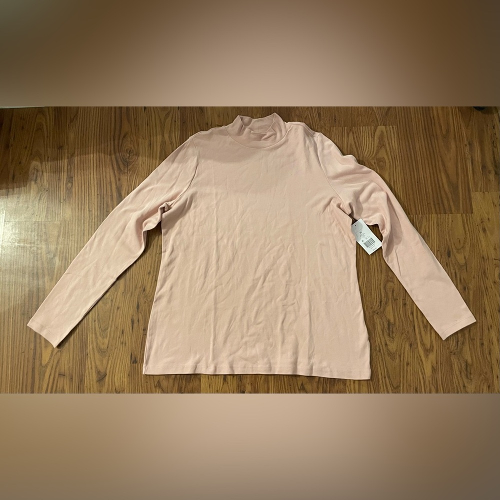Kim Rogers Light Pink Mock Neck Long Sleeve Top New with Tags